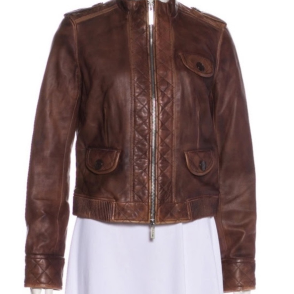 Tory Burch Chocolate Leather Jacket